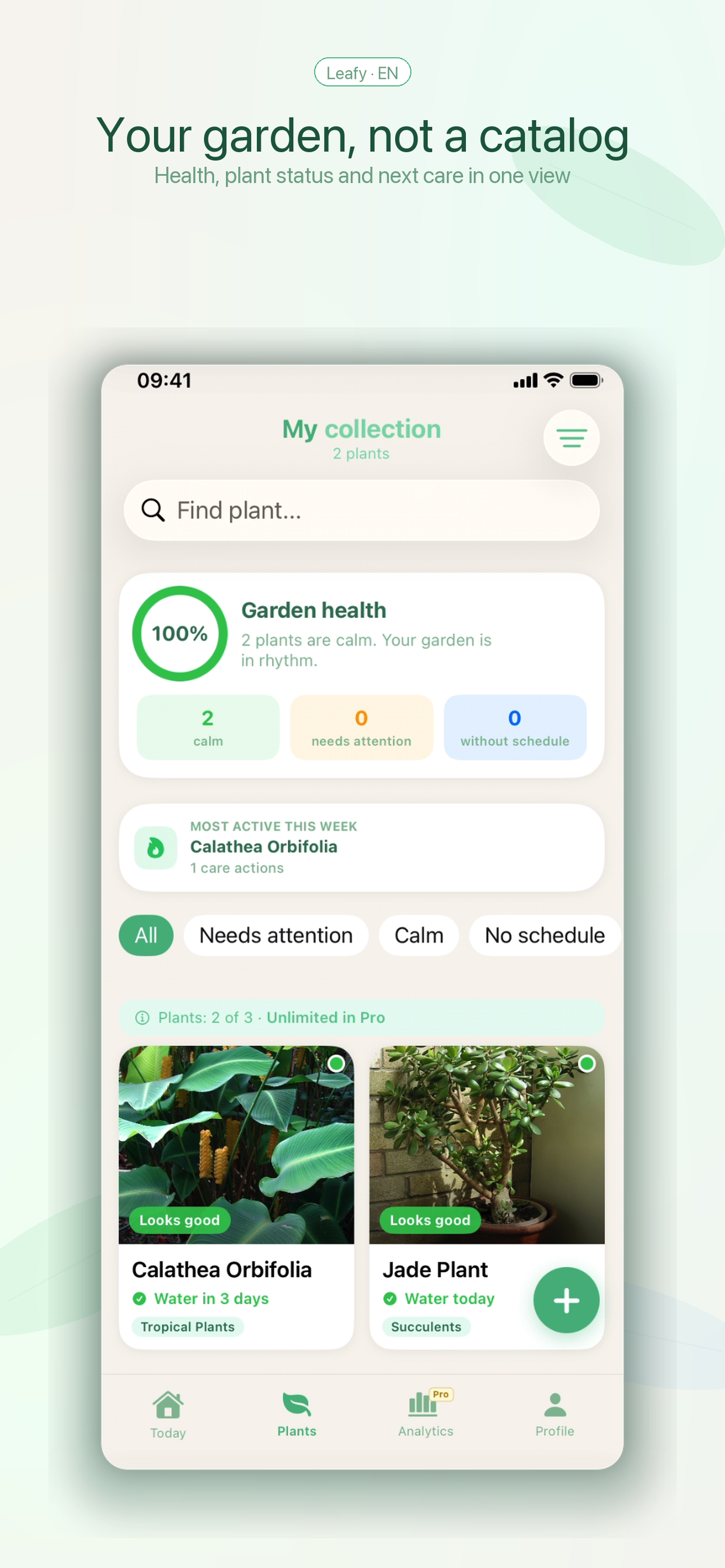 Leafy garden collection screen